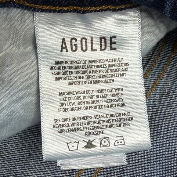 AGOLDE Riley Long Jeans High Rise Straight Leg Divided Blue 30 Blue Button Fly - Picture 9 of 10